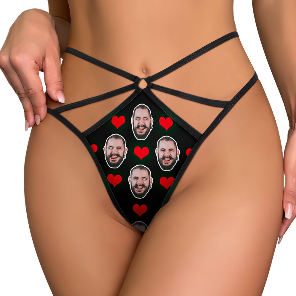 Custom Face Thong 'Red Heart' - PersonalisedandPretty.com