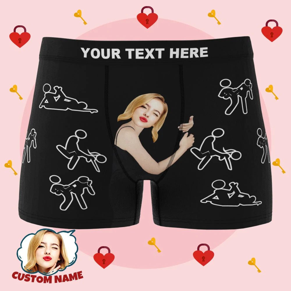 Personalised Face Upload Boxer Shorts 'positions' - PersonalisedandPretty.com