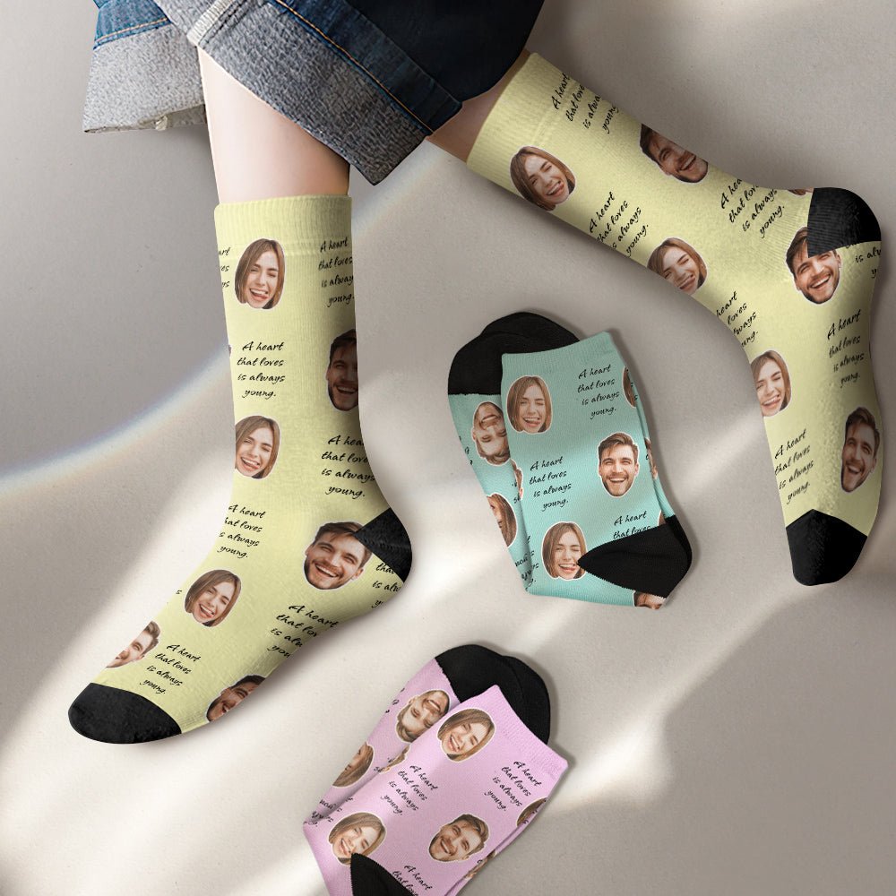 Custom Photo Face Socks Colorful Group Photo Gifts for Couple - PersonalisedandPretty.com