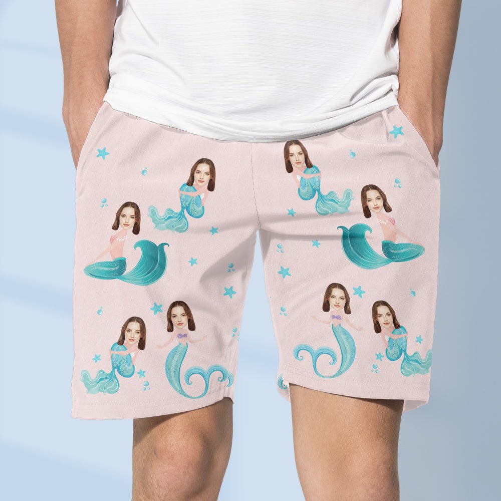 Custom Photo Upload Beach Shorts - Mermaid Design - PersonalisedandPretty.com