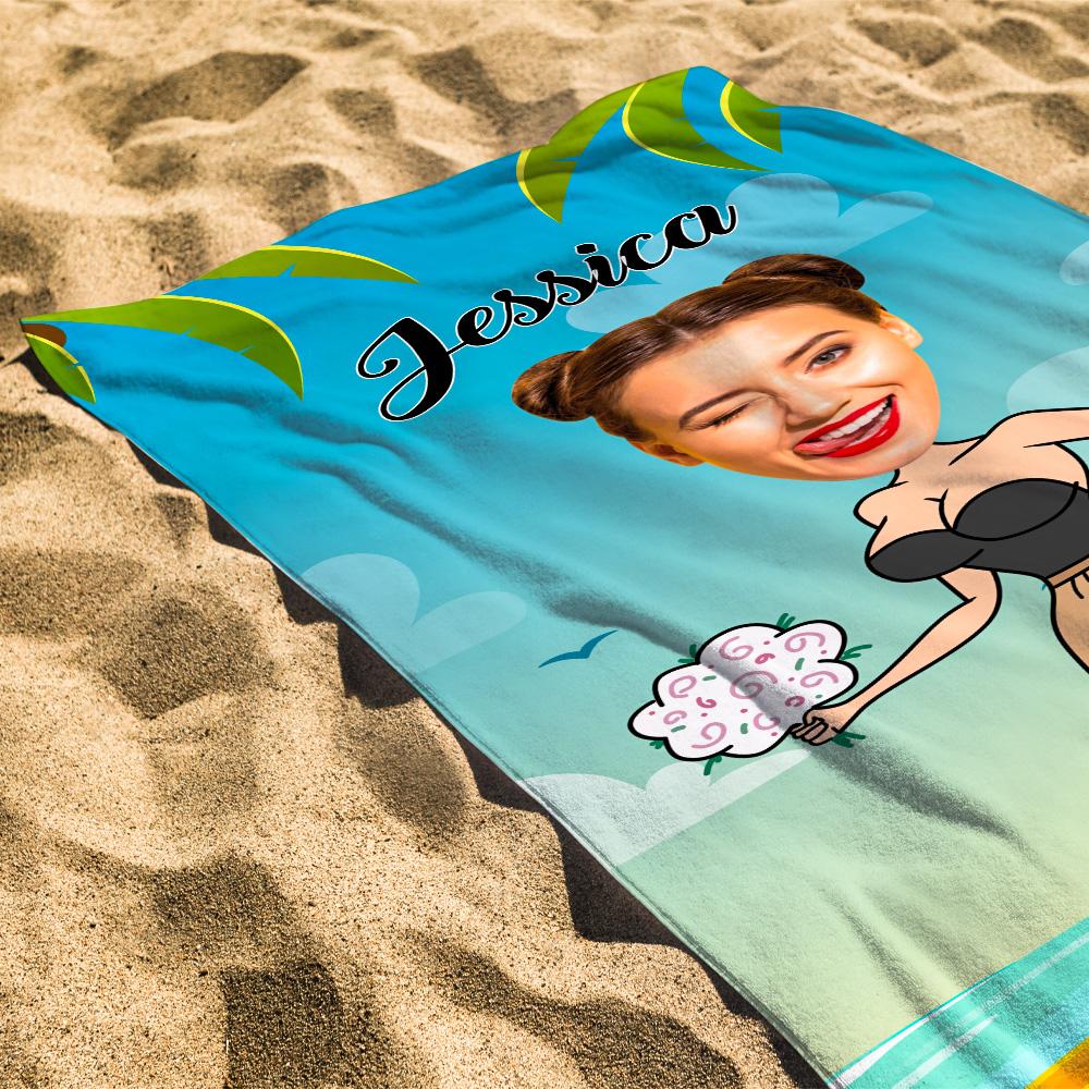 Custom Photo Upload Beach Towel 'Beach Scene' - PersonalisedandPretty.com