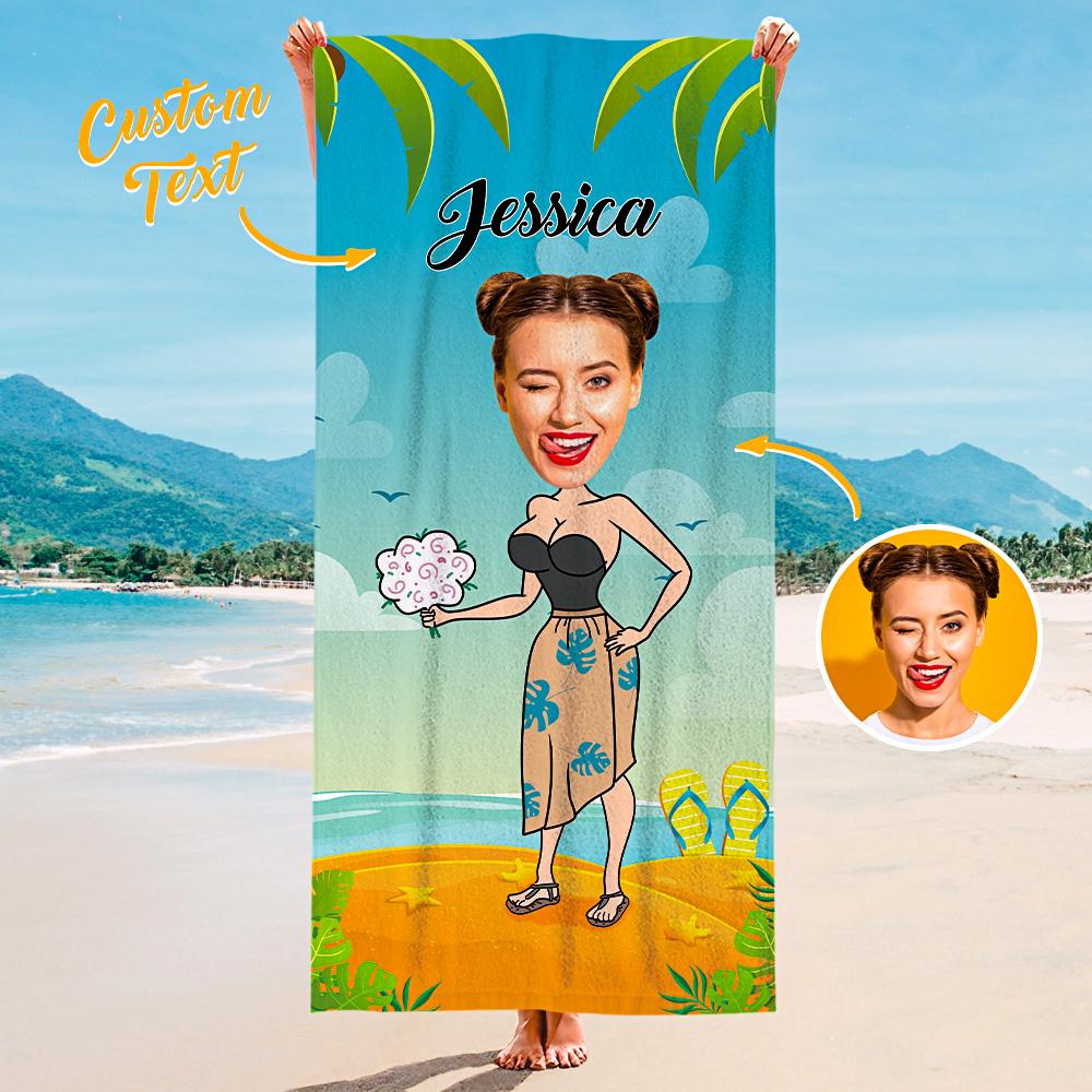 Custom Photo Upload Beach Towel 'Beach Scene' - PersonalisedandPretty.com