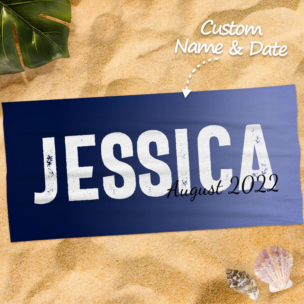 Custom Photo Upload Beach Towel 'Block letters' - PersonalisedandPretty.com