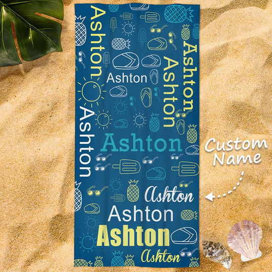 Custom Photo Upload Beach Towel 'Multi Names' - PersonalisedandPretty.com