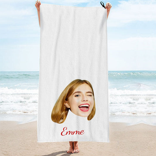 Custom Photo Upload Beach Towel 'Name and Photo' - PersonalisedandPretty.com