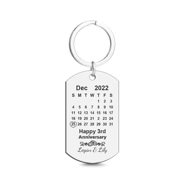 Personalised Calendar Engraved Tag Key Chain - PersonalisedandPretty.com