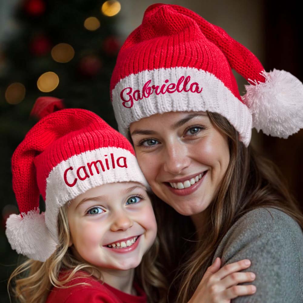 Personalised Christmas Hat Embroidered Name Santa Hat Christmas Gift for Family - PersonalisedandPretty.com