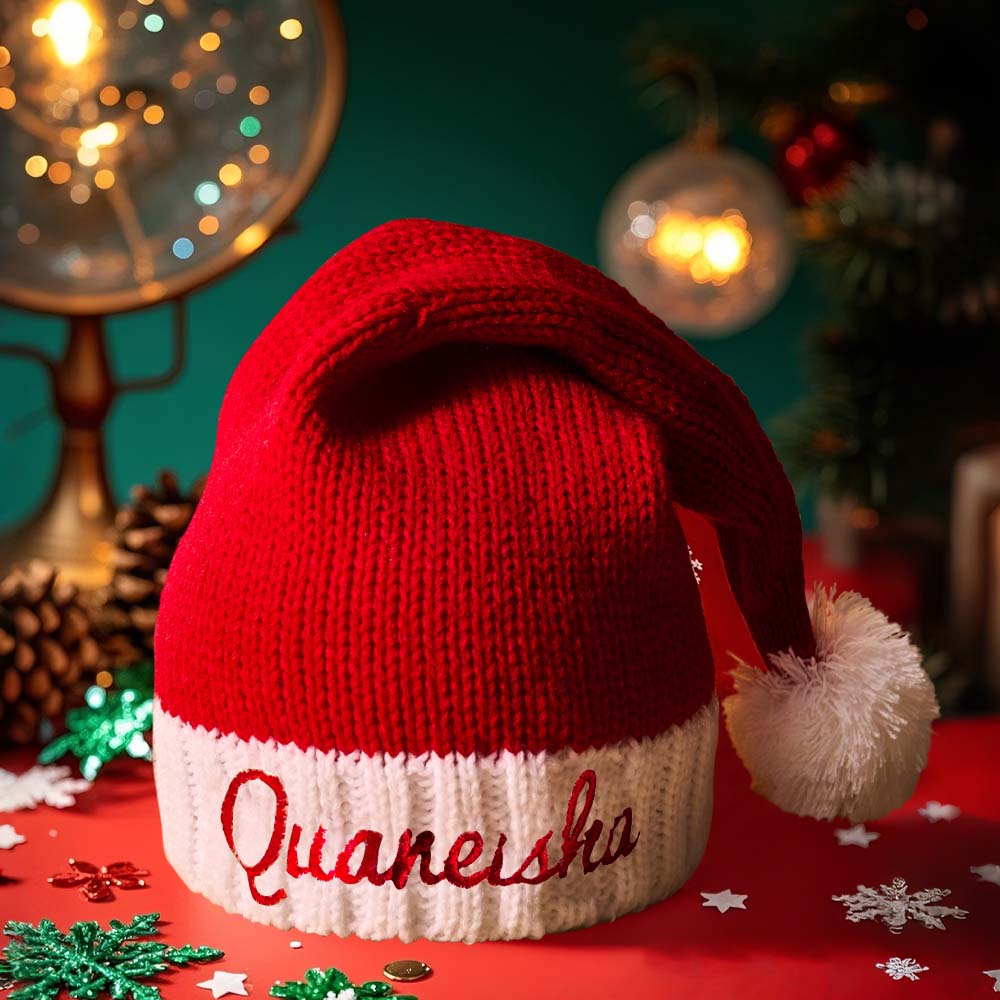 Personalised Christmas Hat Embroidered Name Santa Hat Christmas Gift for Family - PersonalisedandPretty.com