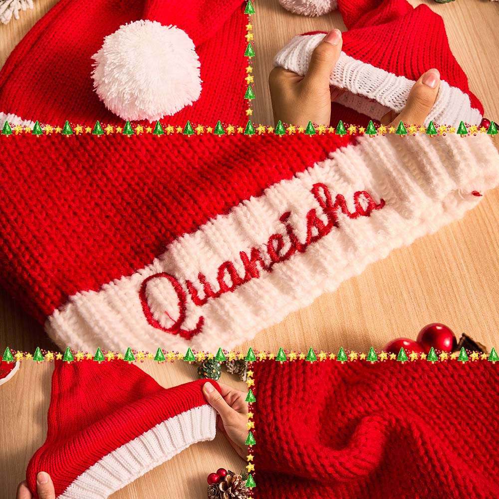 Personalised Christmas Hat Embroidered Name Santa Hat Christmas Gift for Family - PersonalisedandPretty.com