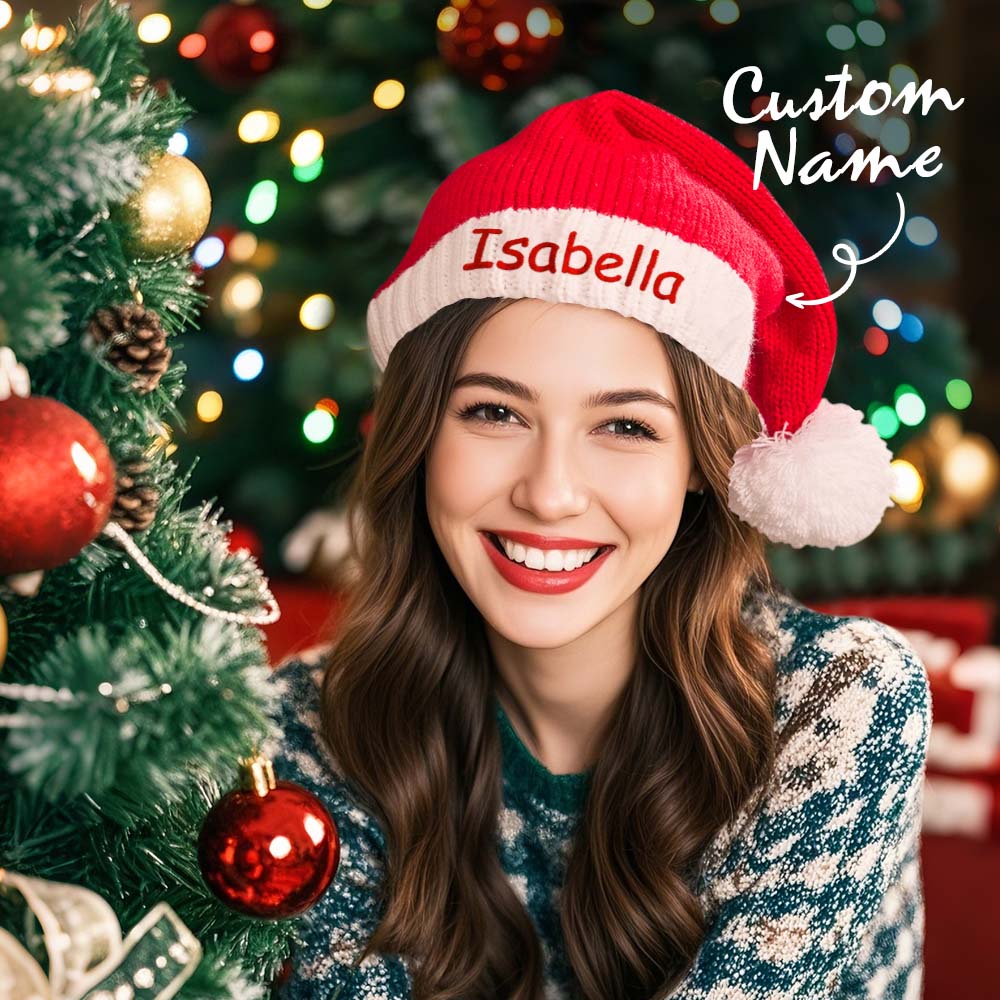 Personalised Christmas Hat Embroidered Name Santa Hat Christmas Gift for Family - PersonalisedandPretty.com