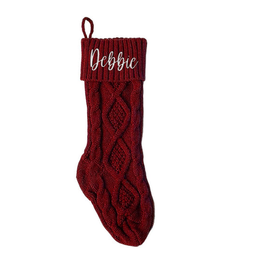 Personalised Christmas Stocking with Name Knitted Xmas Stockings Decoration - PersonalisedandPretty.com