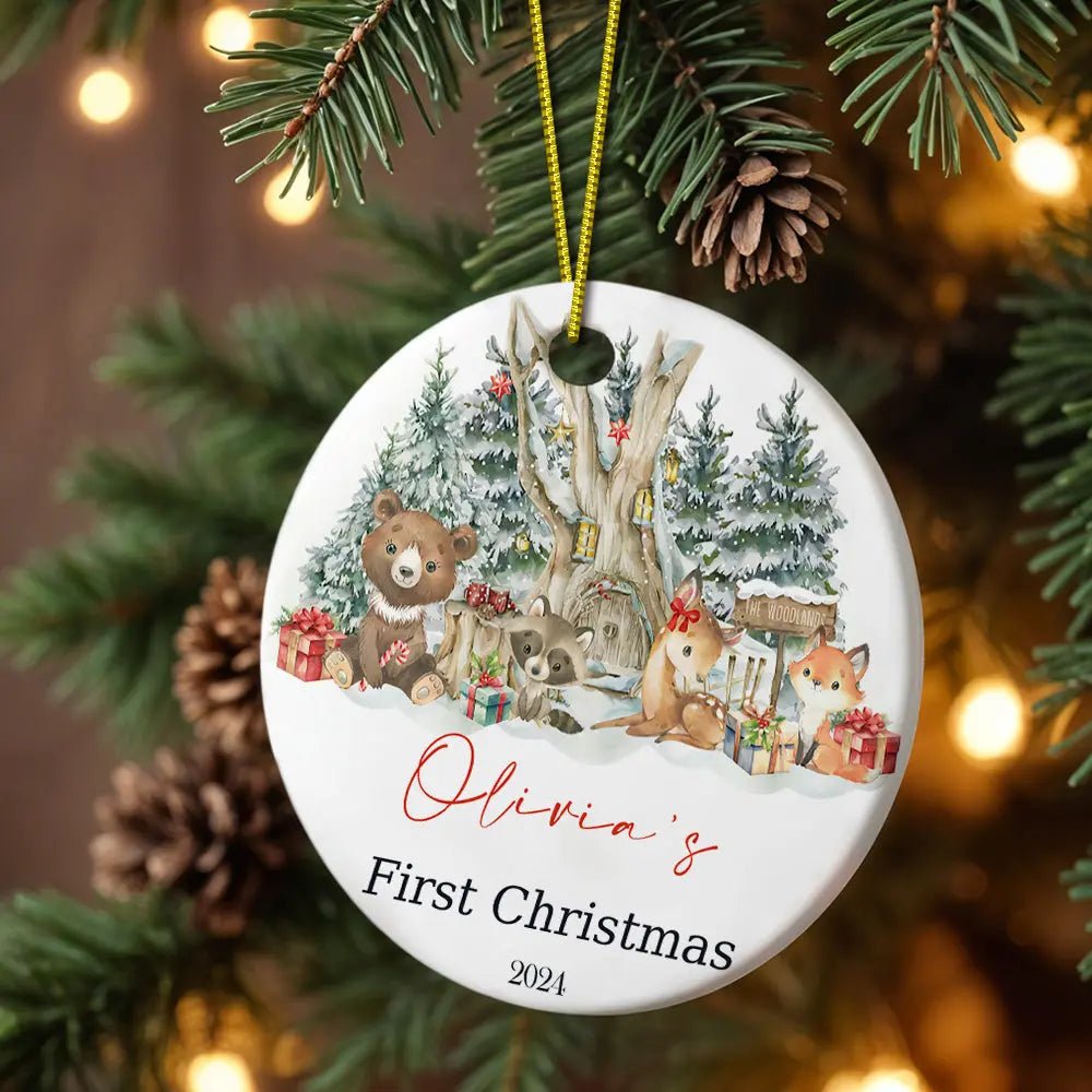 Personalised Cute Animal Ceramic Ornament with Name Baby's First Christmas Ornament Gift - PersonalisedandPretty.com