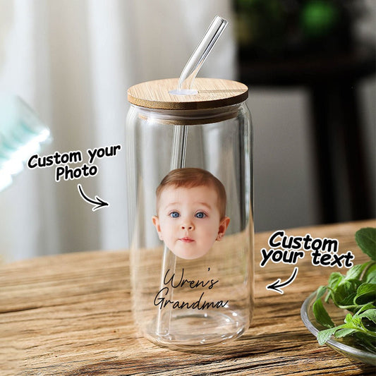 Personalised Face Upload Custom Glass Tumbler - PersonalisedandPretty.com