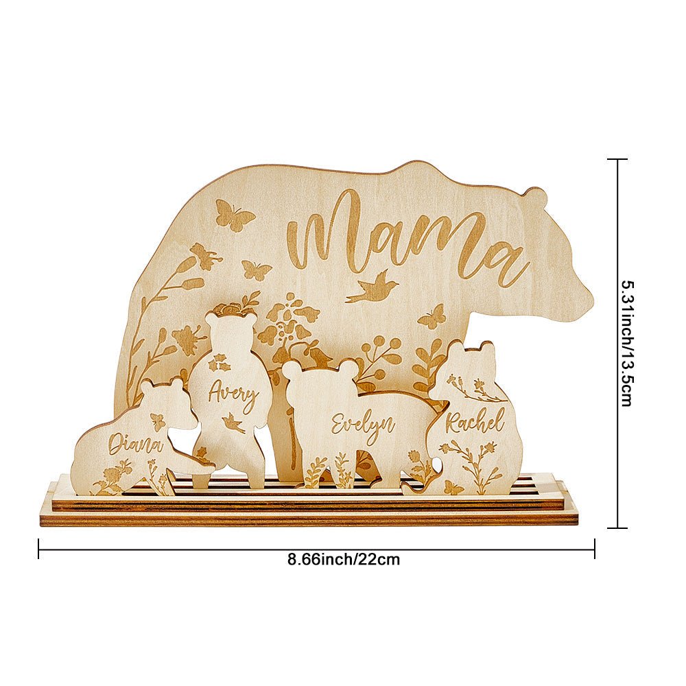 Personalised Mama Bear with Cubs Wood Desk Decor - PersonalisedandPretty.com