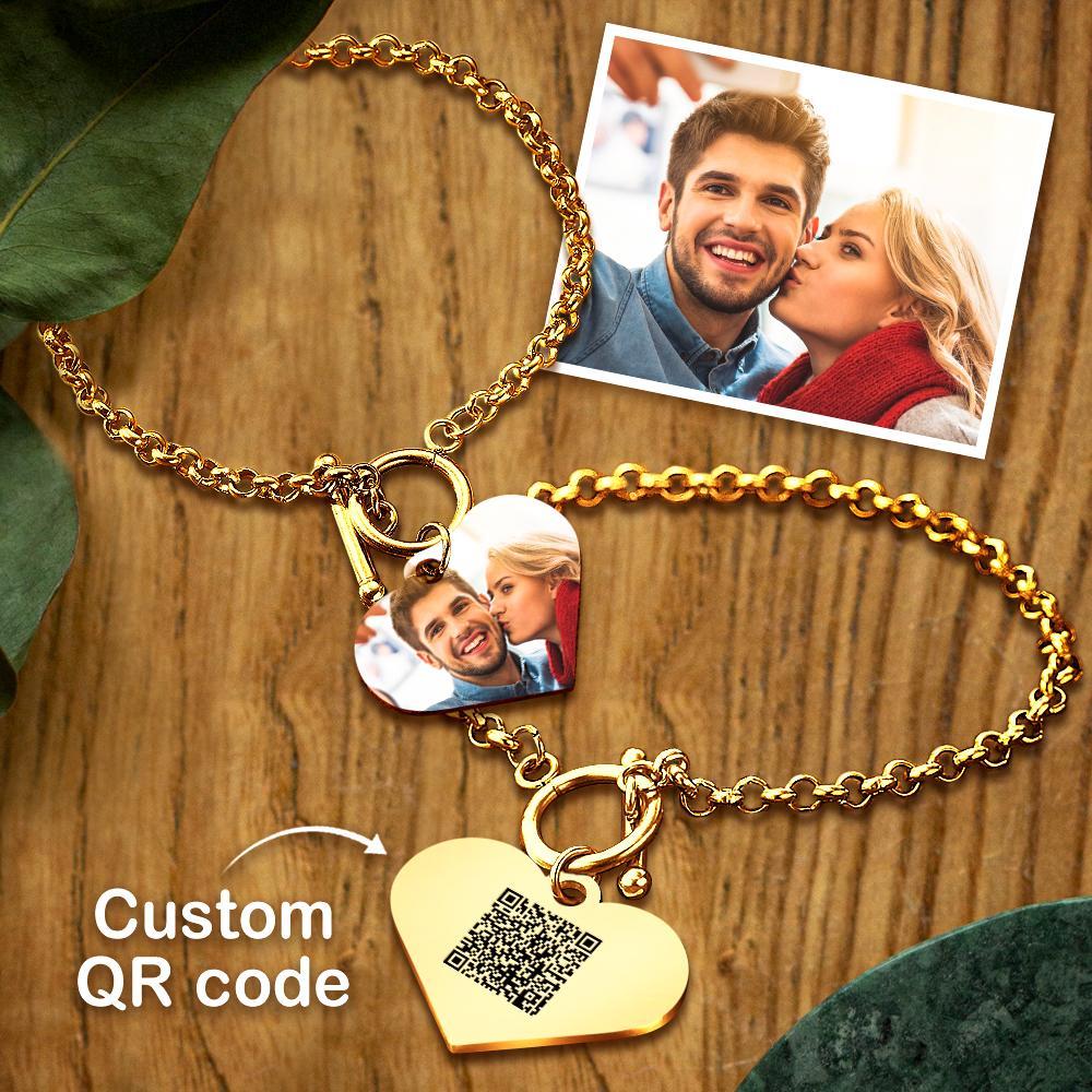 Personalised Photo Bracelet with Heart Pendant - PersonalisedandPretty.com