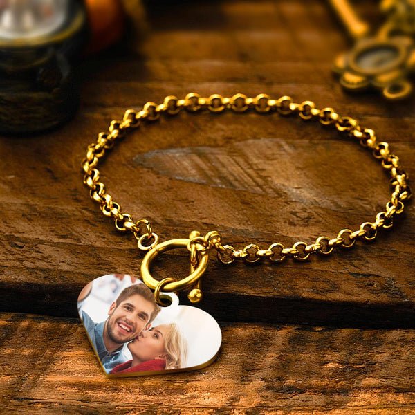 Personalised Photo Bracelet with Heart Pendant - PersonalisedandPretty.com