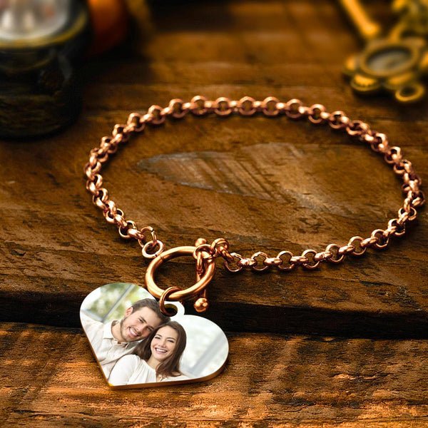 Personalised Photo Bracelet with Heart Pendant - PersonalisedandPretty.com