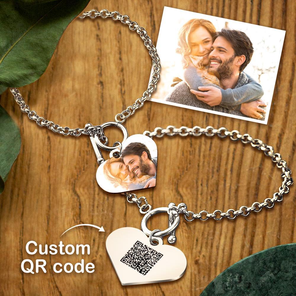 Personalised Photo Bracelet with Heart Pendant - PersonalisedandPretty.com