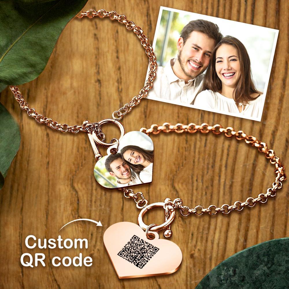 Personalised Photo Bracelet with Heart Pendant - PersonalisedandPretty.com