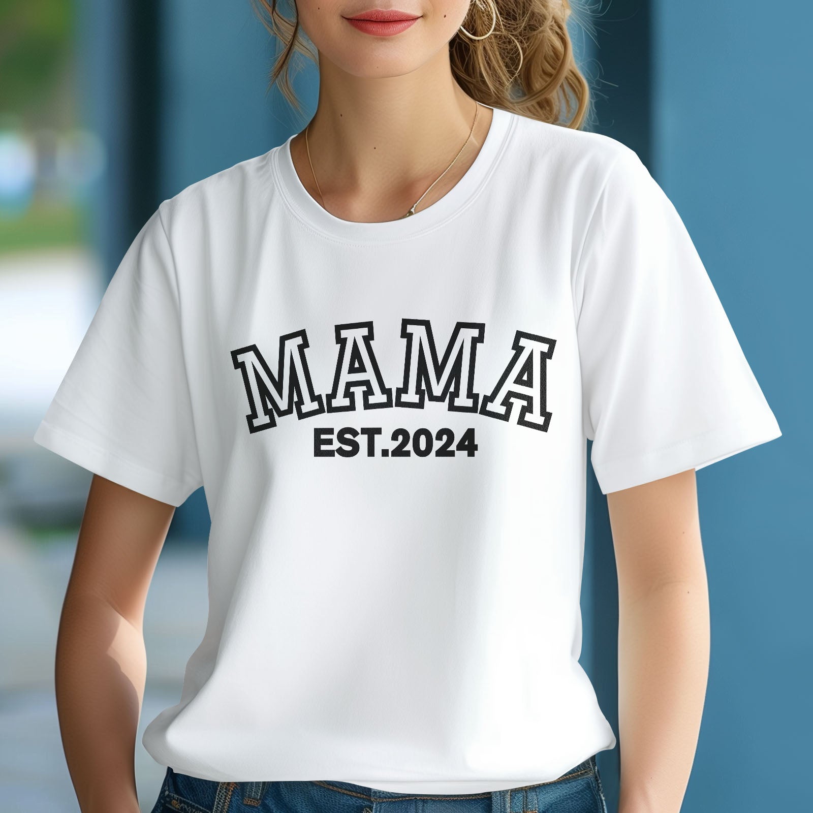 Personalised Print Mama T-shirt EST 2024 - PersonalisedandPretty.com