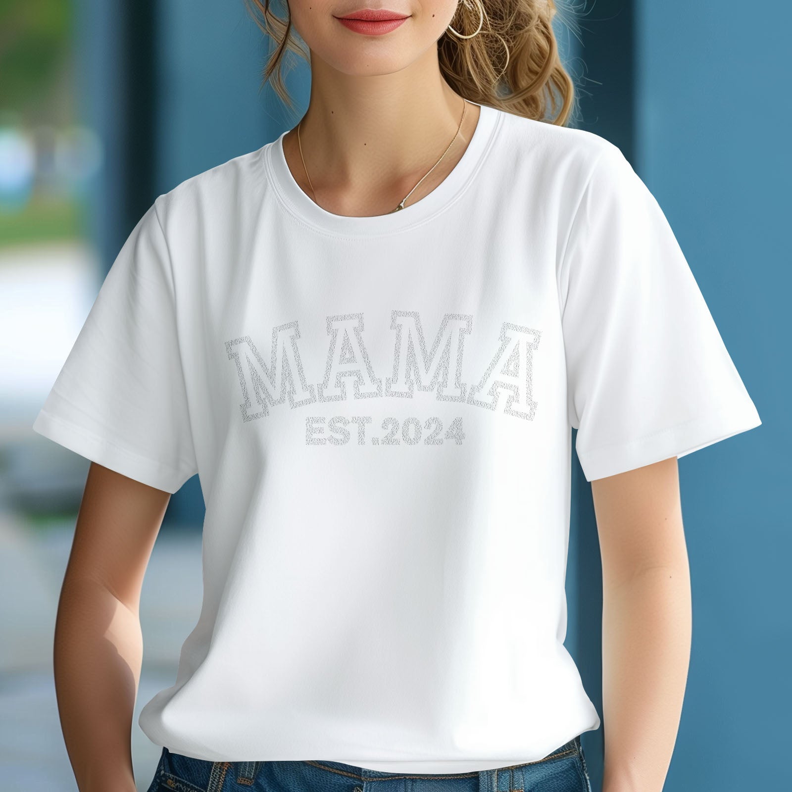 Personalised Print Mama T-shirt EST 2024 - PersonalisedandPretty.com