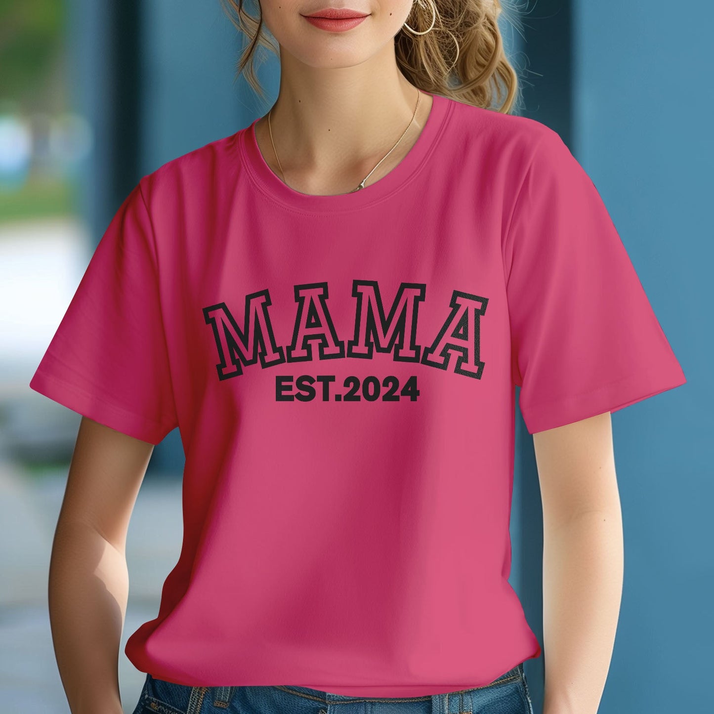 Personalised Print Mama T-shirt EST 2024 - PersonalisedandPretty.com