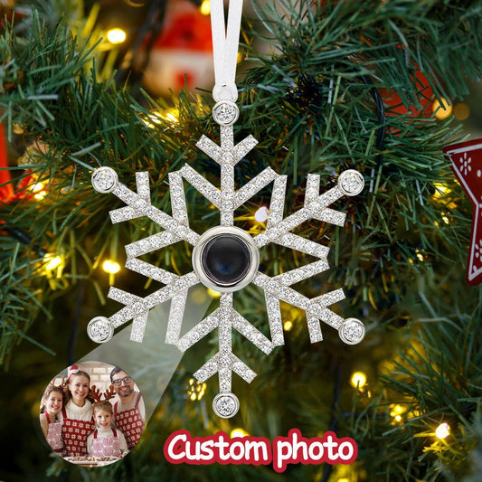 Personalised Projection Ornament Custom Photo Snowflake Christmas Ornament Gifts - PersonalisedandPretty.com